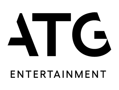 ATG Entertainment logo in black text, featuring stylized letters ATG above the word ENTERTAINMENT in sans-serif font.